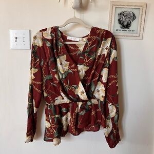 [astr the label] flower and chain asymmetrical long sleeve top